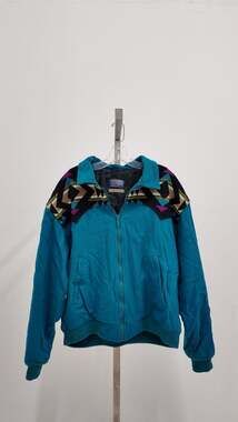 Vintage Pendleton High Grade Westernwear Wool Bomber Jacket – Teal (Size XL)